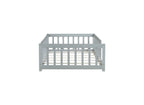 Twin Rubber Wood Floor Bed with Safety Guardrails, Grey
