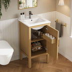 18" Modern Bathroom Vanity with Ceramic Sink, Adjustable Shelf & Soft-Closing Hinges