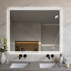 30" x 36" Frameless Front-Lit LED Bathroom Mirror with Anti-Fog & 3 Color Temperatures