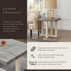 Luno Contemporary End Table – Faux Concrete & White Finish - product detail image 5