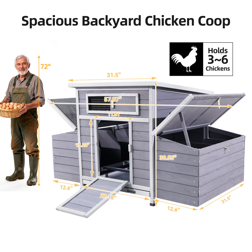 Side view showing dual nesting boxes mounted on left and right sides of the coop
