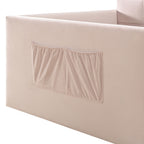 Twin Velvet Daybed Sofa Bed with Side Storage Pockets & Walk-In Entrance, Pink