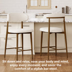 Counter Height Bar Stools Set of 2 – Modern Beige Upholstered Stools with Metal Legs for Kitchen Island