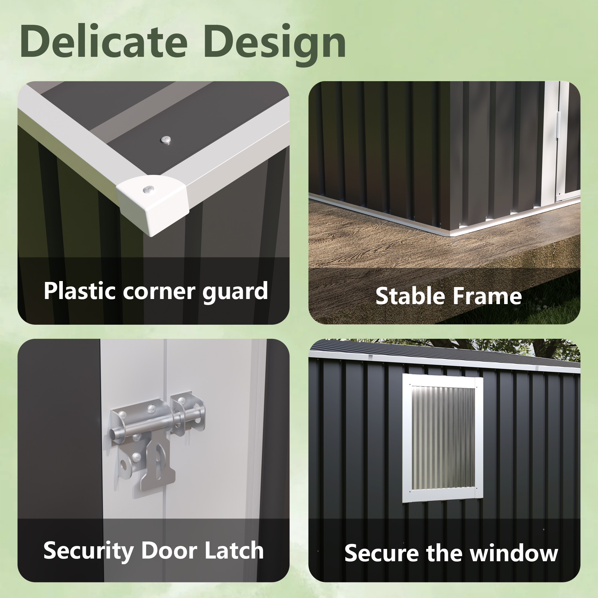 4 ft x 9 ft Metal Garden Shed with Hinged Door and Fixed Window