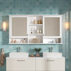 55-inch Wall-Mount Mirror Cabinet with Adjustable Shelves and Soft-Close Doors