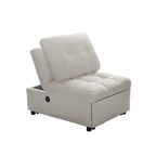 Single Sofa Bed with Adjustable Backrest, Teddy Fabric, USB Port & Side Pockets