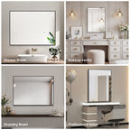 24 x 32 Inch Black Aluminum Bathroom Mirror – HD Copper-Free Silver Glass, Horizontal or Vertical Mount