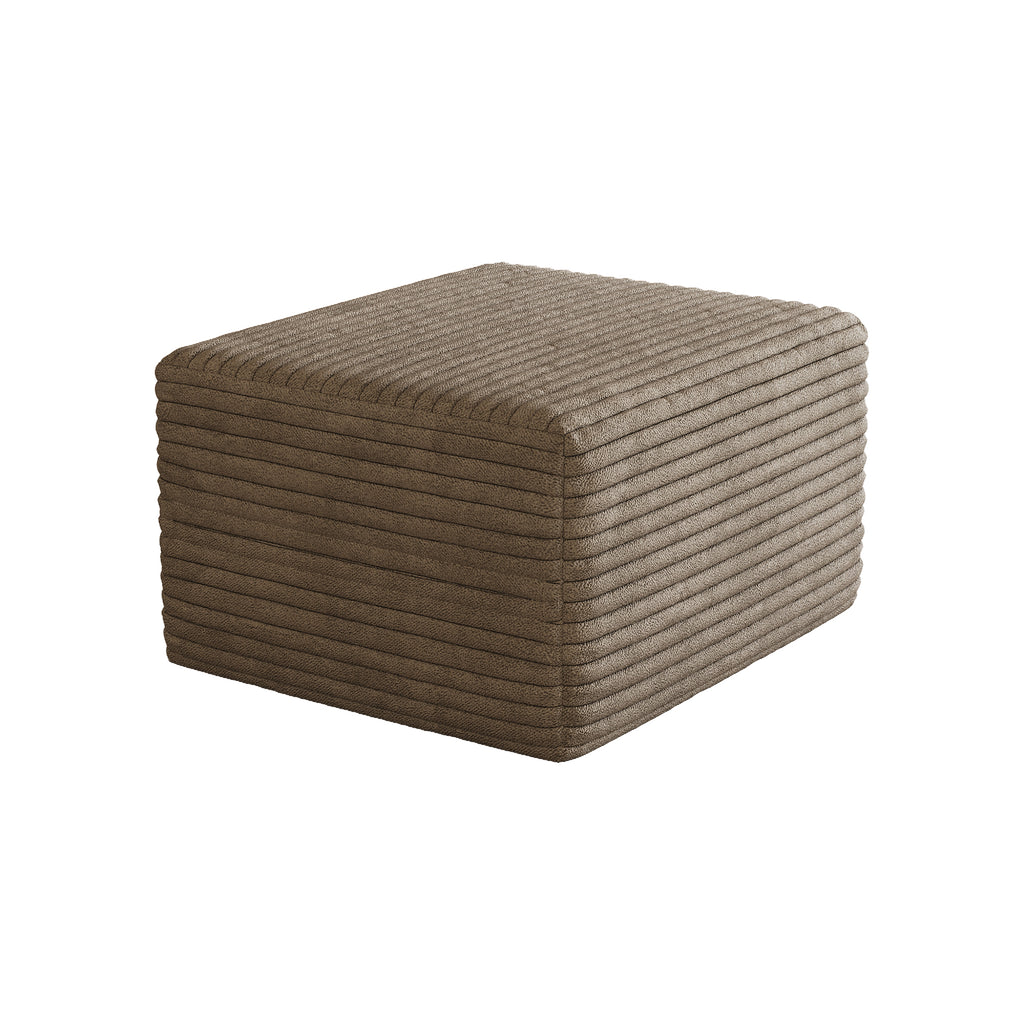 Camel Plush Corduroy Ottoman – No Assembly Required