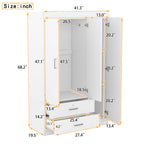 3-Door White Mirror Wardrobe with Shelves - product detail image 7