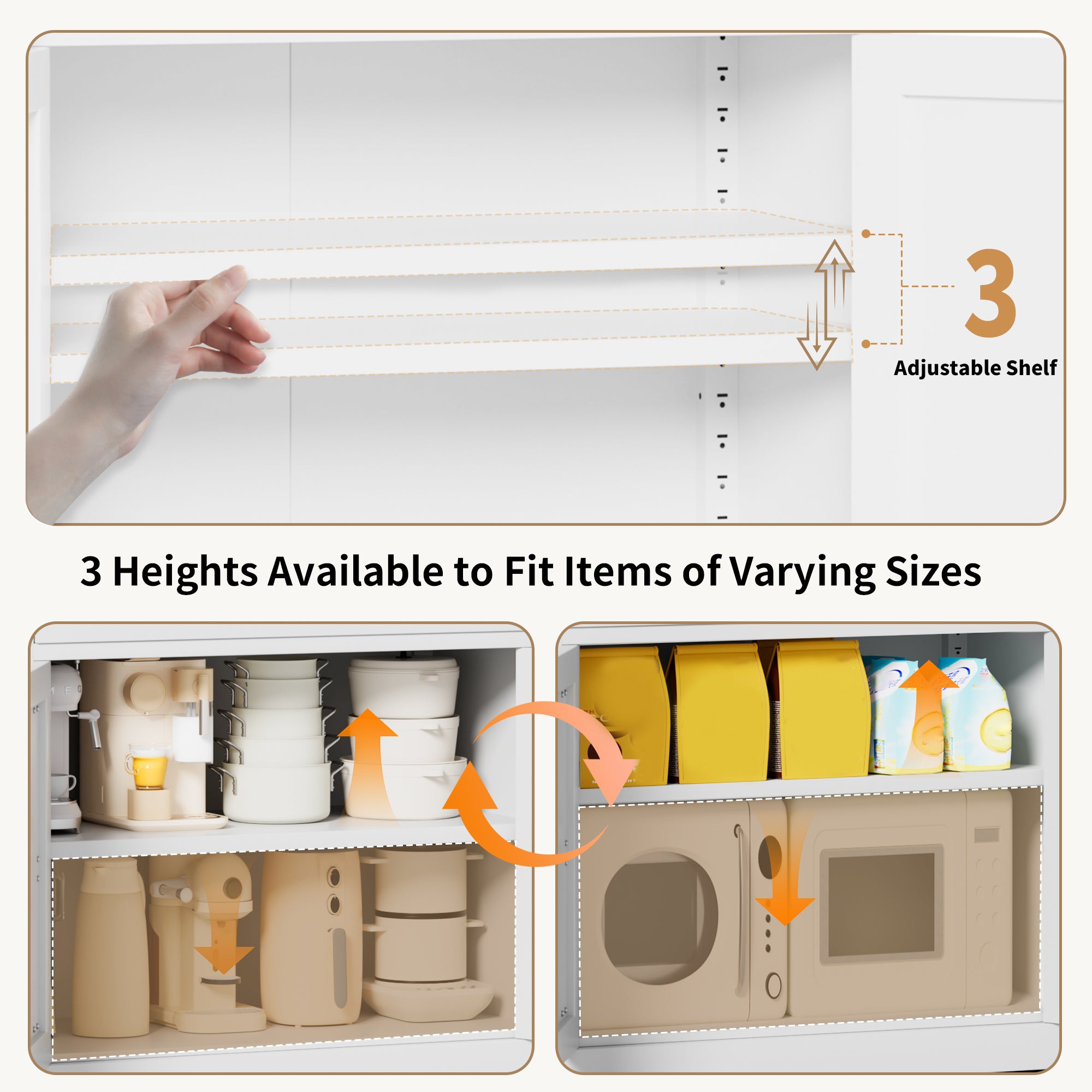 Person assembling the pantry cabinet using snap-together panels and hardware