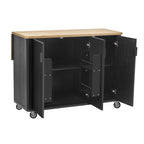 51" Fluted Farmhouse Kitchen Island with Drop Leaf and Wheels - product detail image 7