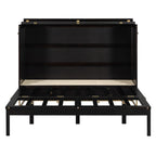 Queen Murphy Bed Cabinet with Espresso Finish, Free-Standing Fold-Out Design