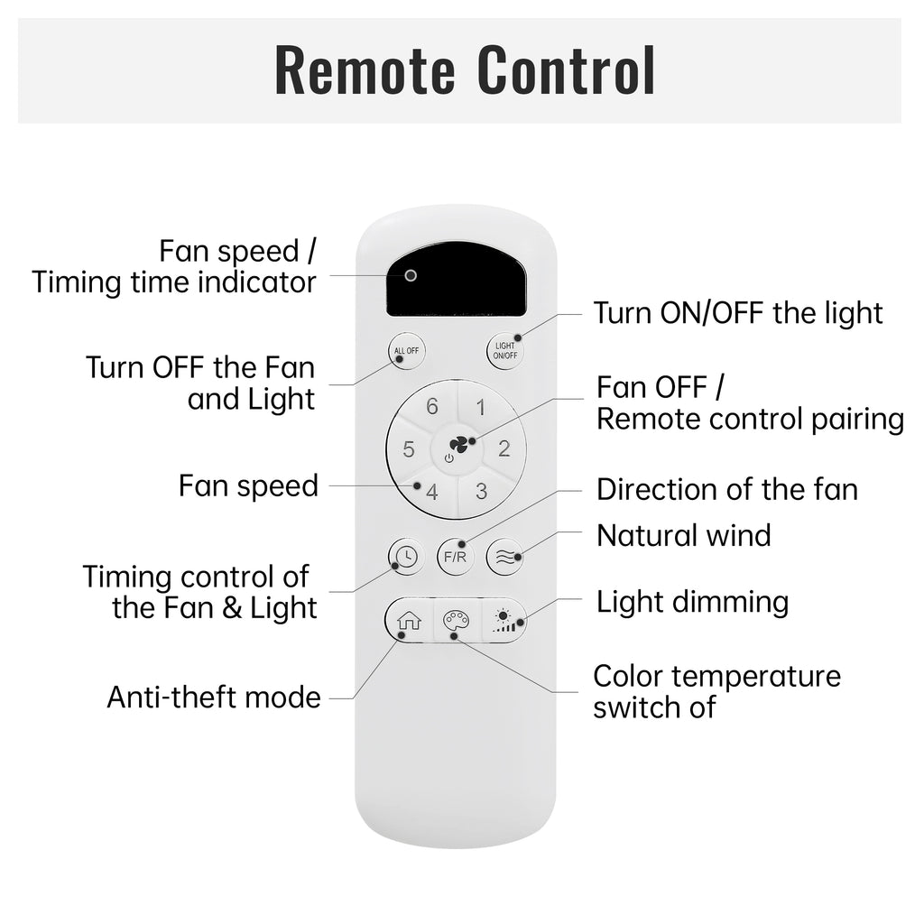 48-Inch Indoor Ceiling Fan with Light, Reversible DC Motor & 3-Color LED, White
