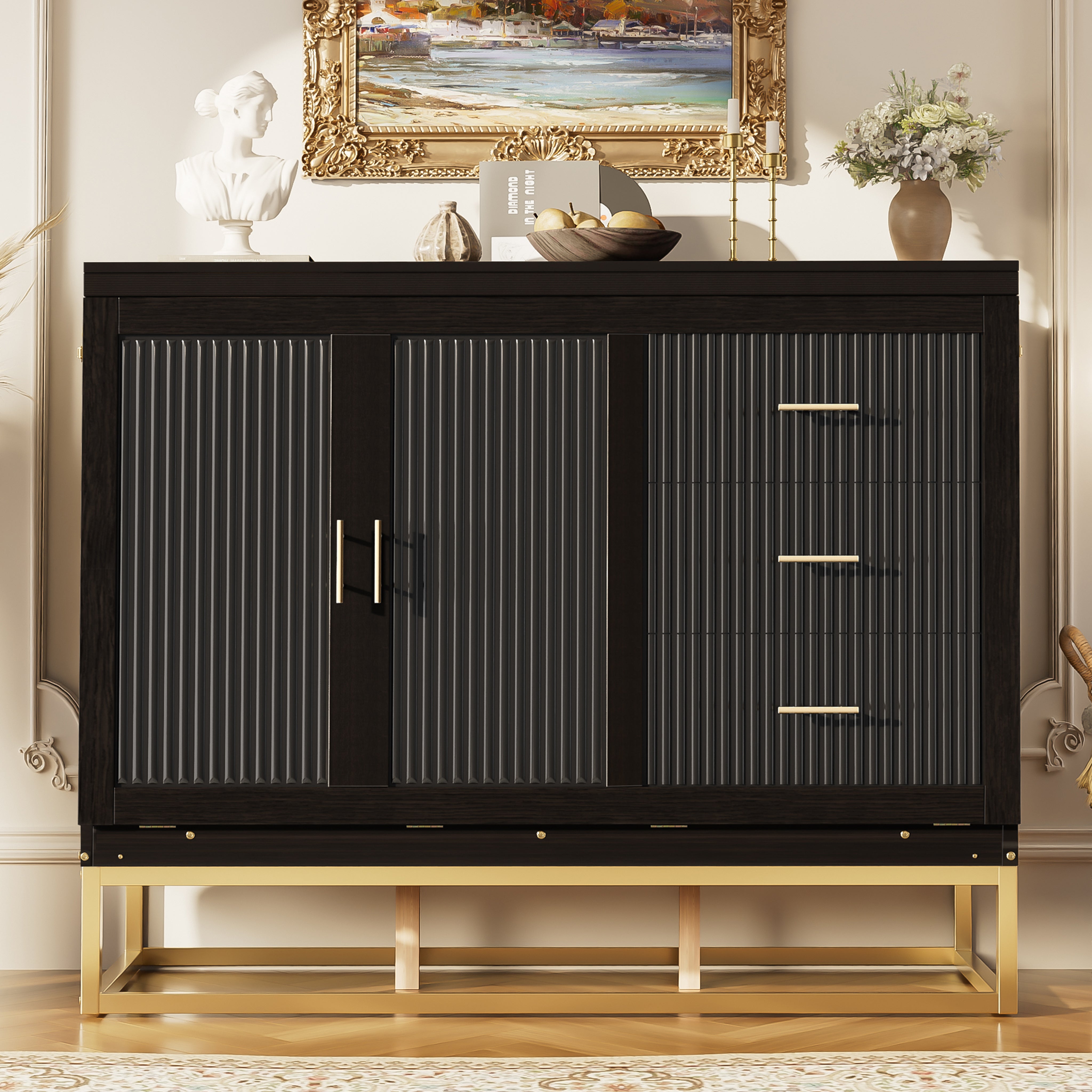 Queen Murphy Bed Cabinet with Espresso Finish, Free-Standing Fold-Out Design Main image