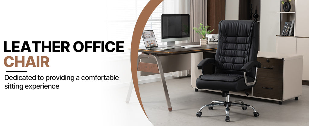 High-Back Executive Office Chair with PU Leather, Spring Seat & Chrome Armrests – Black - product detail image 10