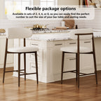 Counter Height Bar Stools Set of 2 – Modern Beige Upholstered Stools with Metal Legs for Kitchen Island