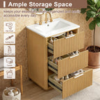 24-inch Modern Bathroom Vanity with Ceramic Sink and Wood Cabinet