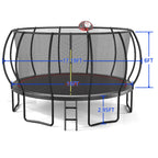 16-Foot Outdoor Trampoline with Safety Enclosure, Basketball Hoop & Ladder – Black and Red