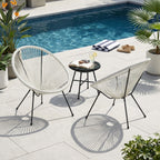 Anson Outdoor Basket Chair Set of 2 – White PE Rattan & Steel