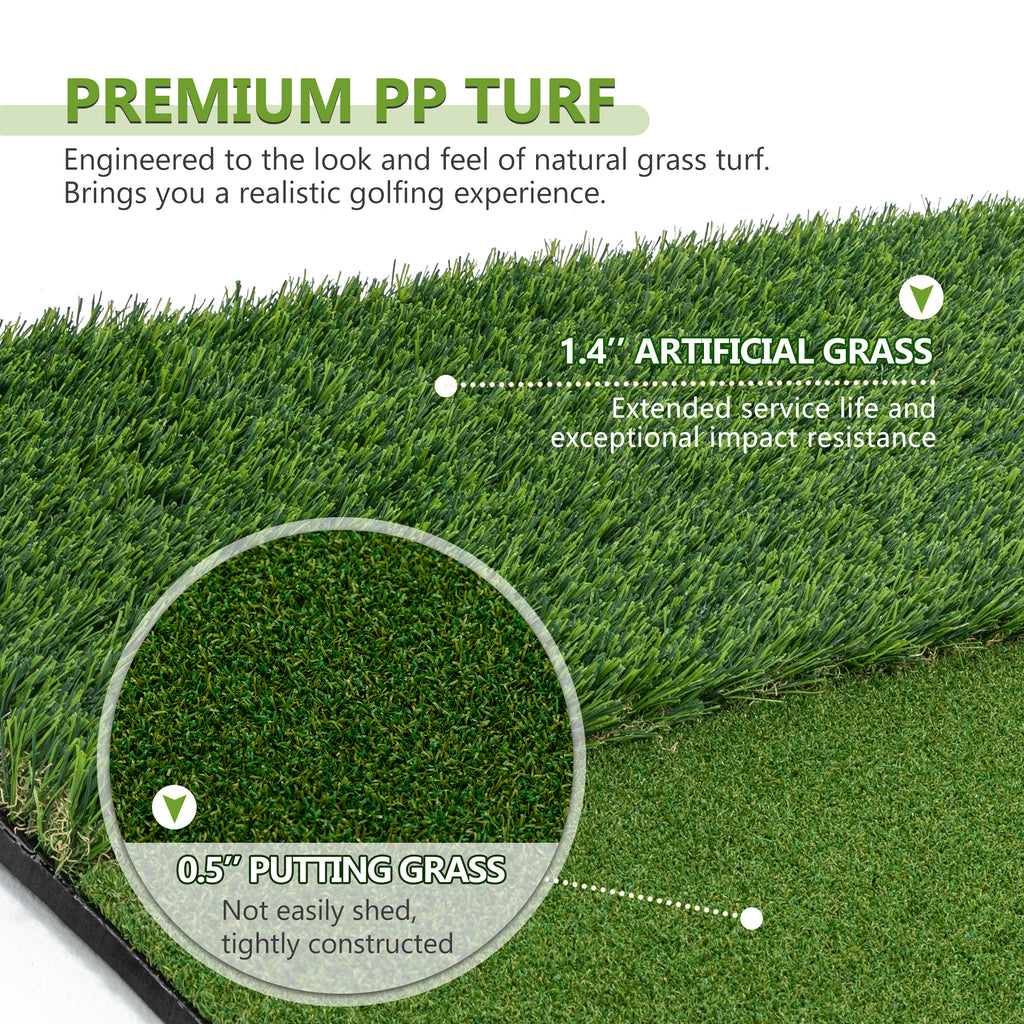5'x4' Indoor/Outdoor Golf Hitting Mat with Cross Stance Guide & 7 Tee Positions