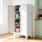 47.3" White Metal Freestanding Pantry Cabinet with Adjustable Shelves - product detail image 10