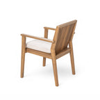 Acacia Wood Patio Dining Chair Set of 2 – Waterproof Cushions, 400 lb Capacity, Brown Frame