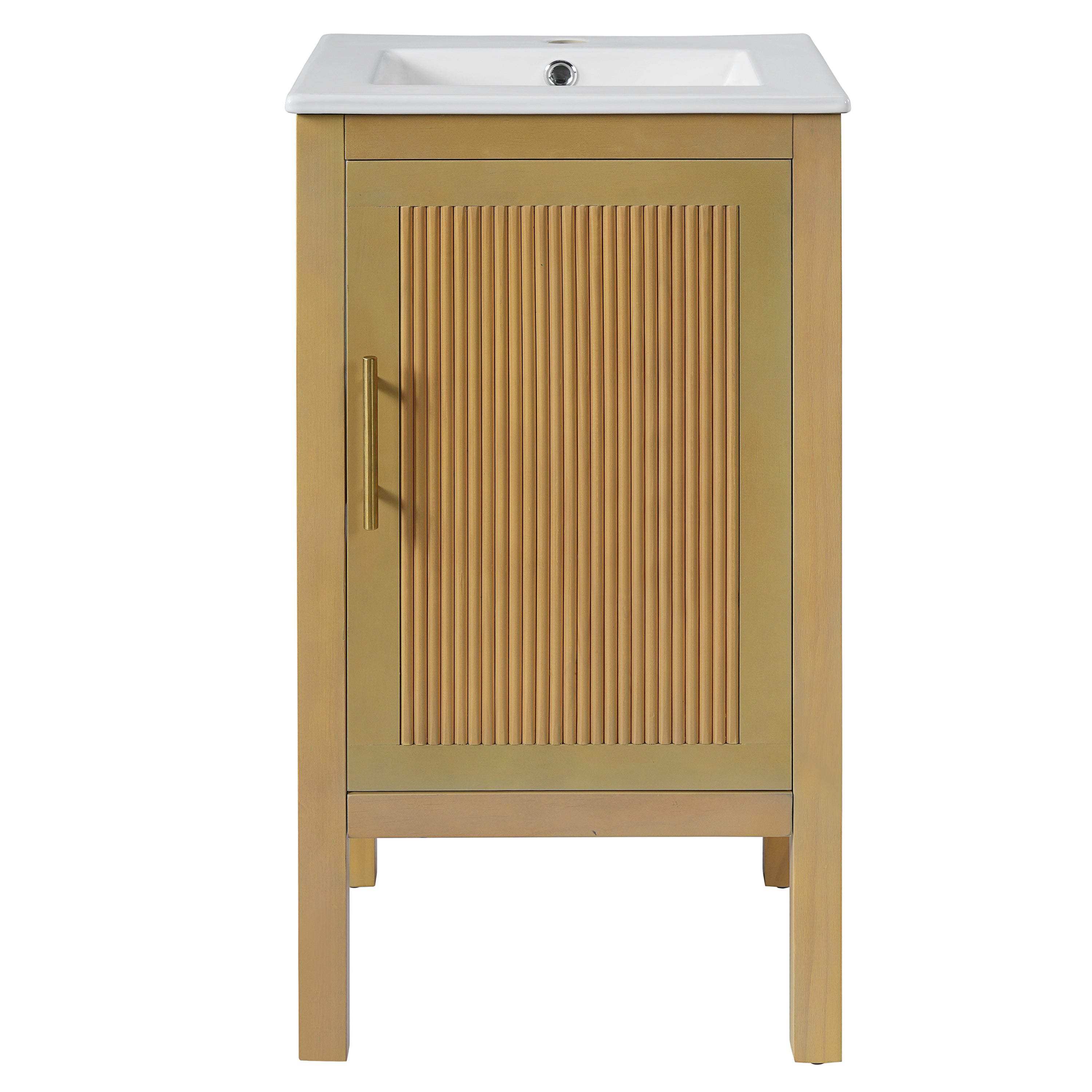 18" Modern Bathroom Vanity with Ceramic Sink, Adjustable Shelf & Soft-Closing Hinges