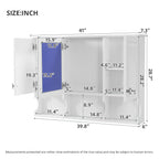 41 Inch Wall-Mounted Mirror Medicine Cabinet with Open Shelf and 3 Doors