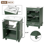 24-Inch Modern Green Bathroom Vanity Cabinet with Ceramic Sink