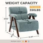 Mid-Century Modern Green Accent Chair with Solid Wood Frame & Tufted Cushion - product detail image 9