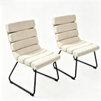 Beige 2-Piece Dining Chair Set with Memory Foam Cushions & Metal Frame