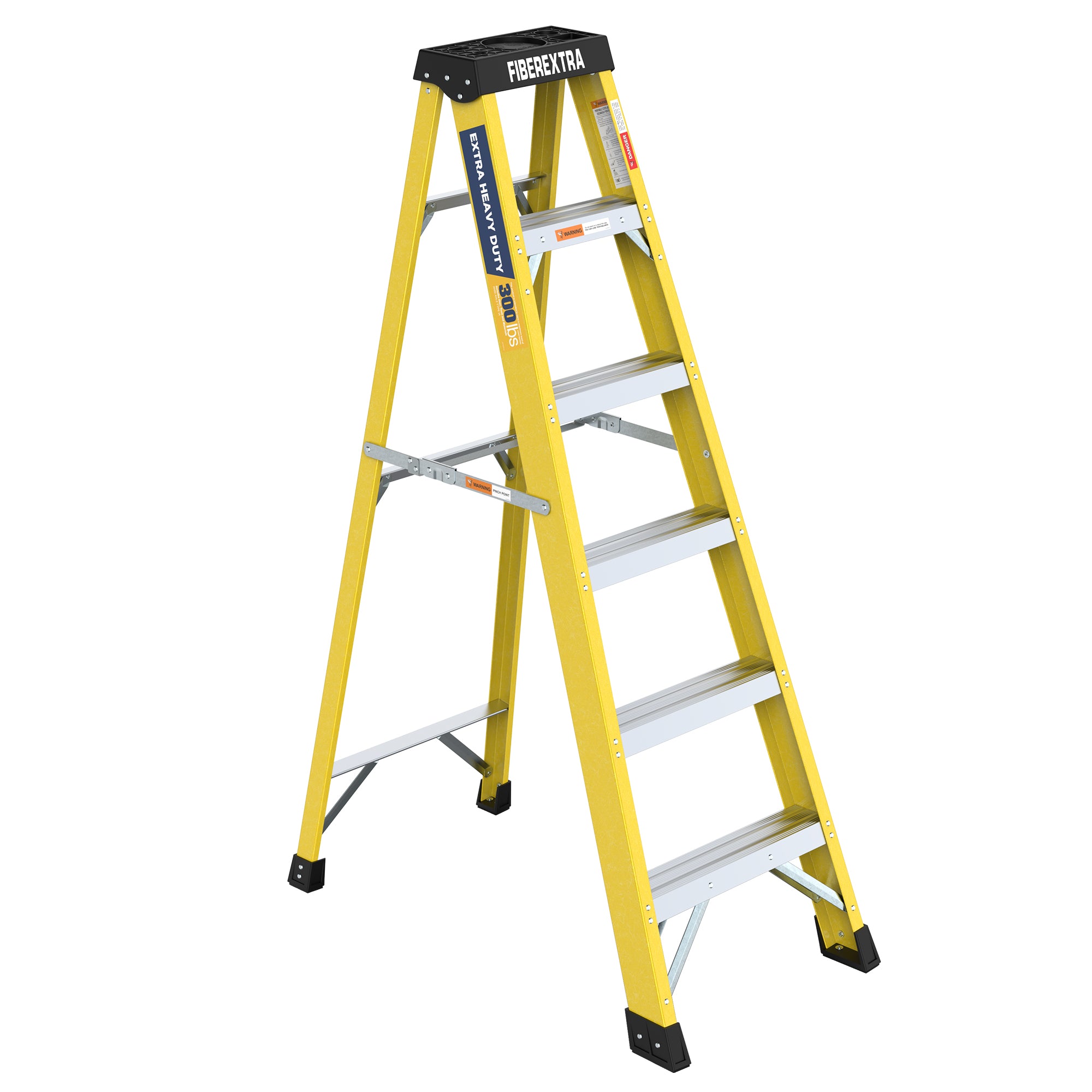 6-Step Fiberglass Step Ladder – Lightweight, Non-Conductive, 300 lb Capacity - product detail image 5