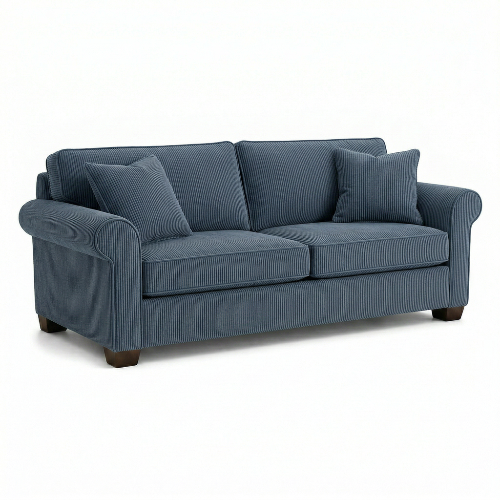 Irlanda 2-Seat Sofa – Made in USA, Teal Polyester Upholstery, Rolled Arms - product detail image 5