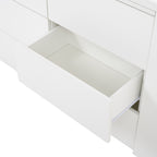 6-Drawer L-Shaped Vanity Dresser Combo with Wide Desktop – White Modern Bedroom Dressing Table