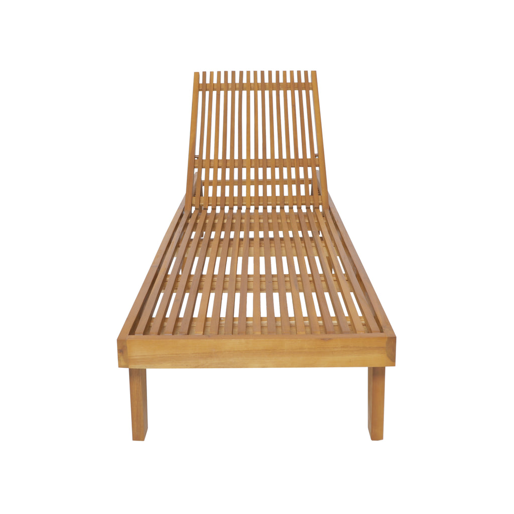 Nadine Wooden Chaise Lounge Chair – Adjustable Outdoor Patio Lounger