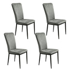 Set of 4 Modern Dark Gray Velvet Dining Chairs with Metal Legs & Adjustable Feet