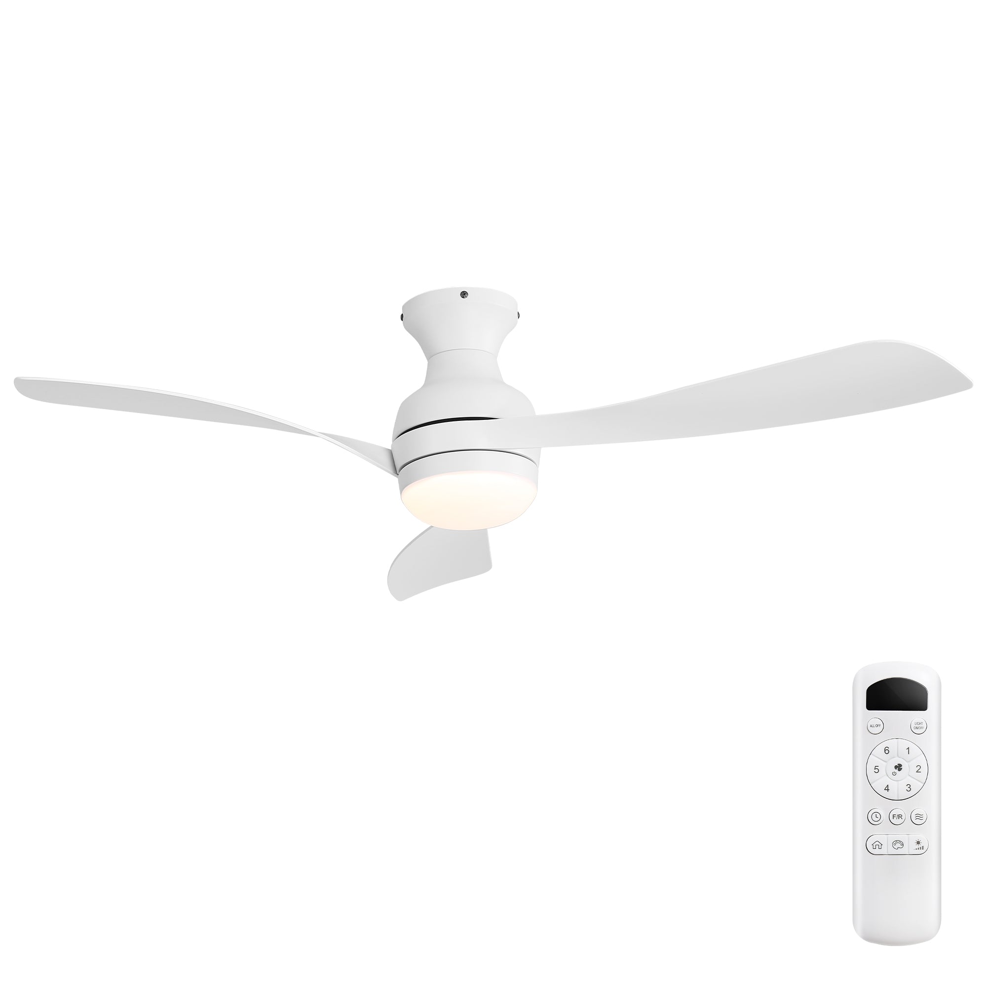 52-inch Low Profile Ceiling Fan with Dimmable Tri-Color LED Light and Quiet DC Motor