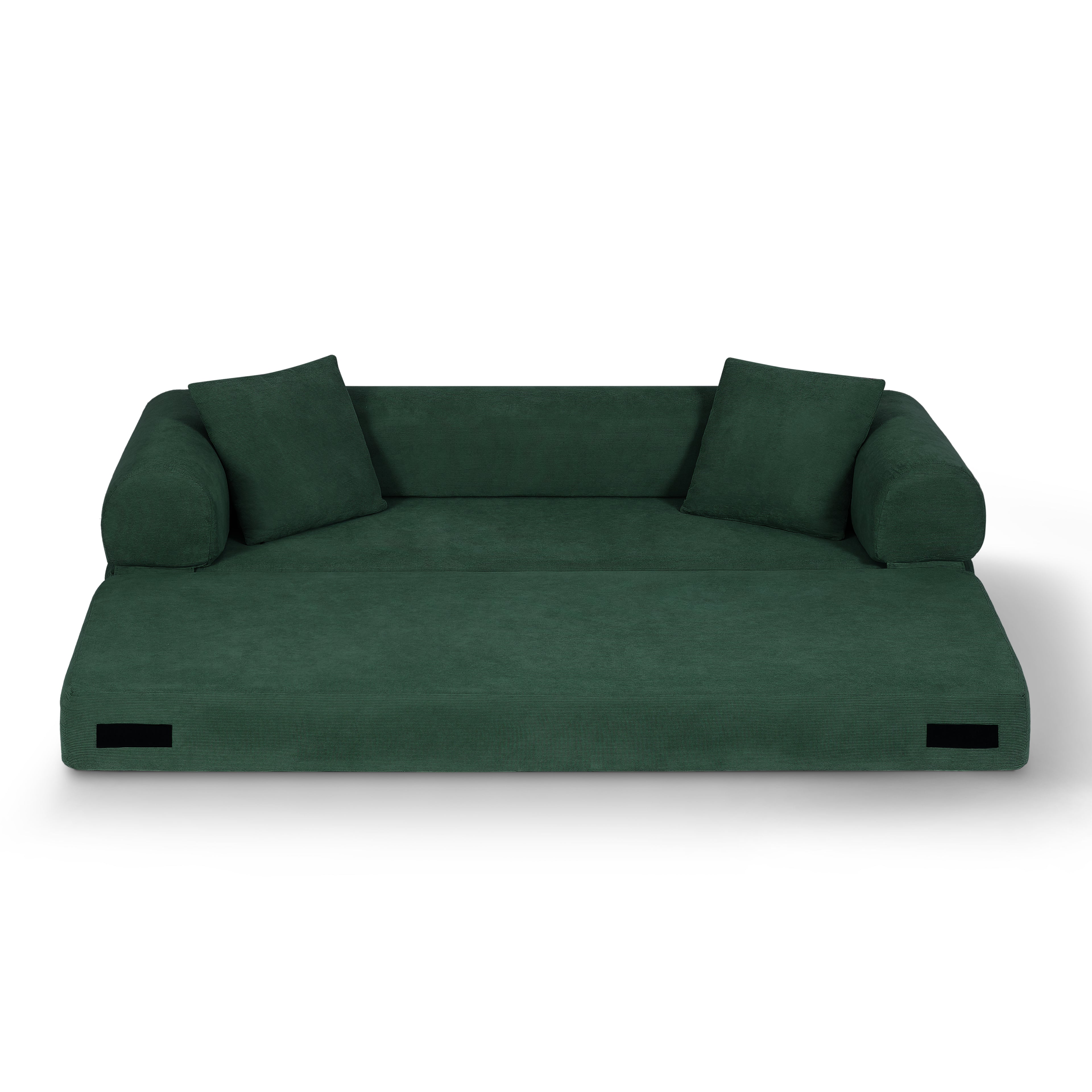 80-Inch Convertible Sofa Bed with Storage – Corduroy 3-Seat Sleeper Couch, No Assembly Required