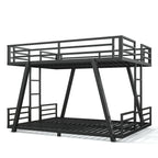 Queen over Queen Metal Bunk Bed with Dual Side Ladders and Low Profile Design – Black