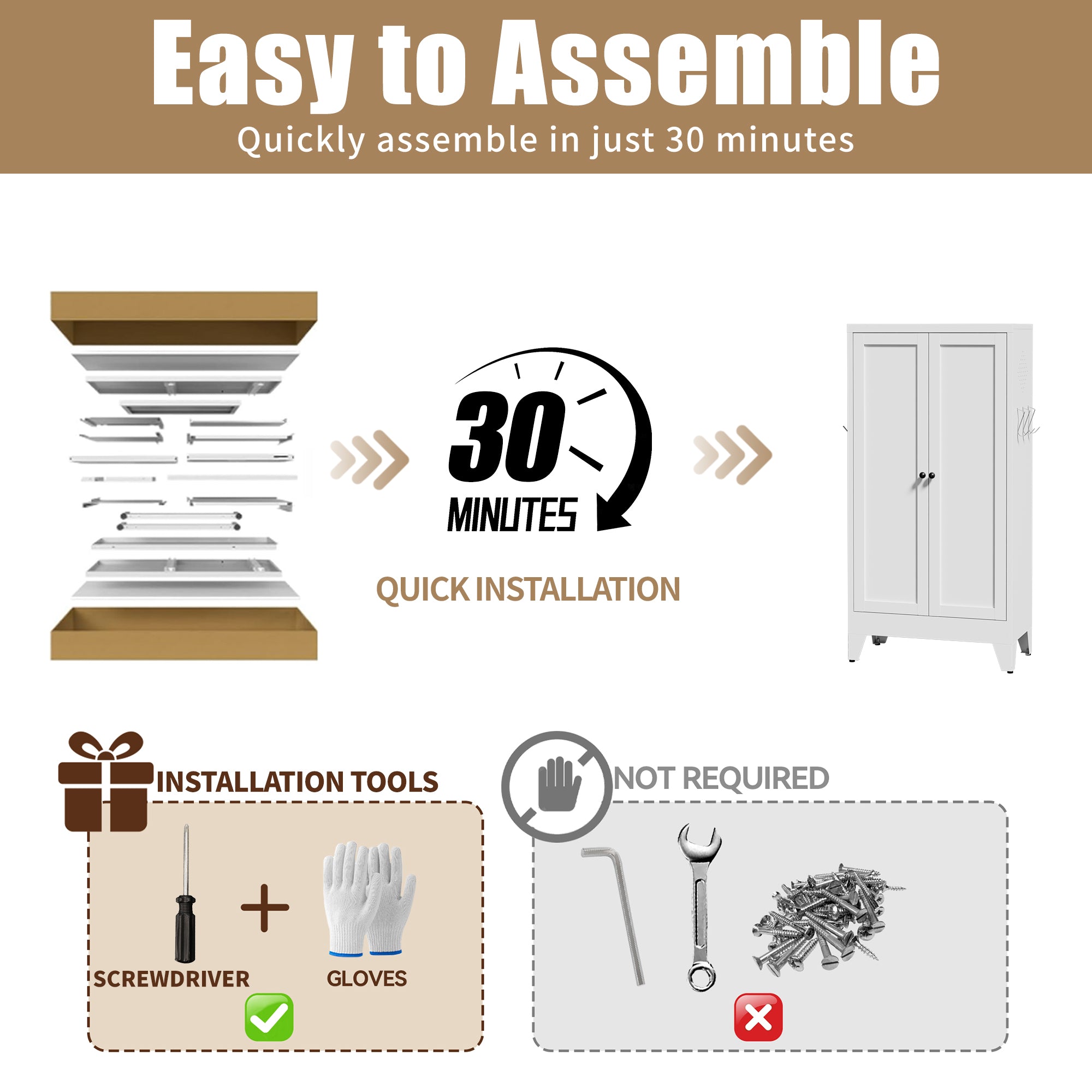 47.3" White Metal Freestanding Pantry Cabinet with Adjustable Shelves - product detail image 8