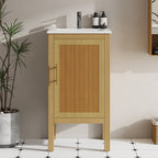 18" Modern Bathroom Vanity with Ceramic Sink, Adjustable Shelf & Soft-Closing Hinges