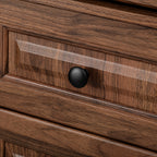 Close-up of one of the three pull-out cabinet organizers extended
