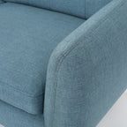 67.25" Blue Fabric Button-Tufted Loveseat with Waffle Stitch & Tapered Wood Legs