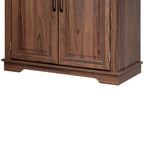 Detail of embossed texture panel and groove-edge trim on cabinet door