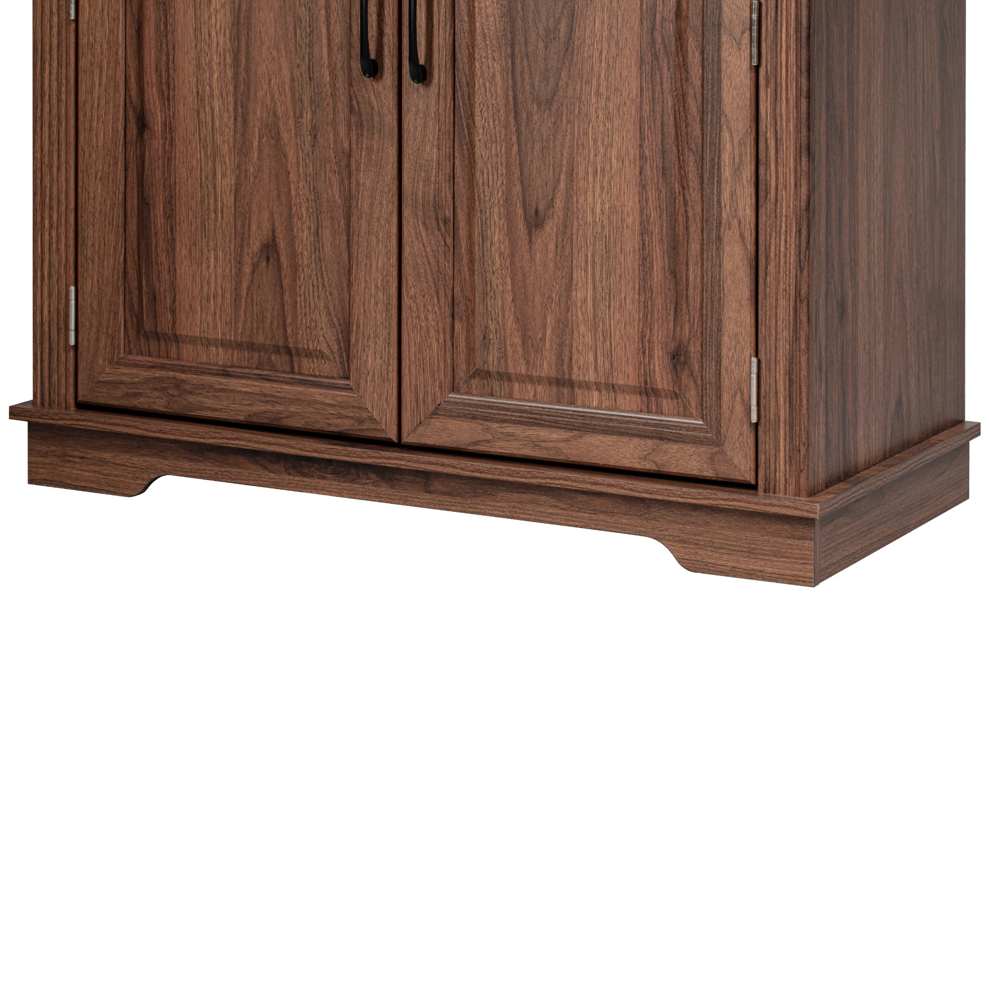 Detail of embossed texture panel and groove-edge trim on cabinet door