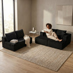 U-Shaped Corduroy Sectional Sofa with Double Chaise – 132" Black - product detail image 7