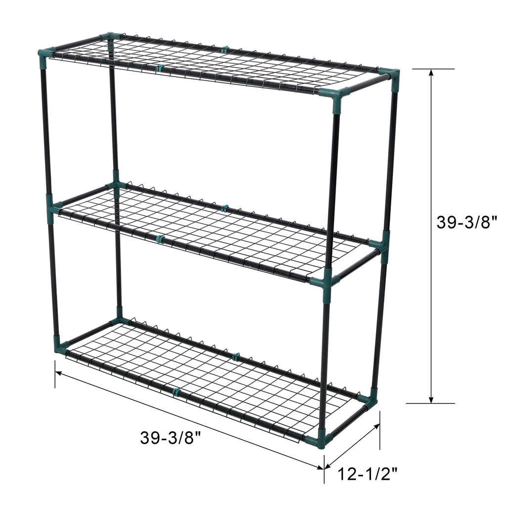 3-Tier Lean-To Portable Greenhouse with Wire Shelves & Zipper Doors – 79" x 39" x 83"
