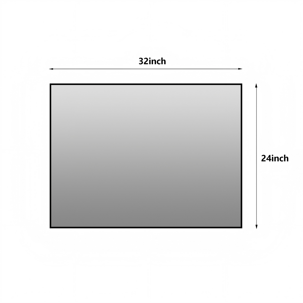 24 x 32 Inch Black Aluminum Bathroom Mirror – HD Copper-Free Silver Glass, Horizontal or Vertical Mount