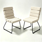 Beige 2-Piece Dining Chair Set with Memory Foam Cushions & Metal Frame
