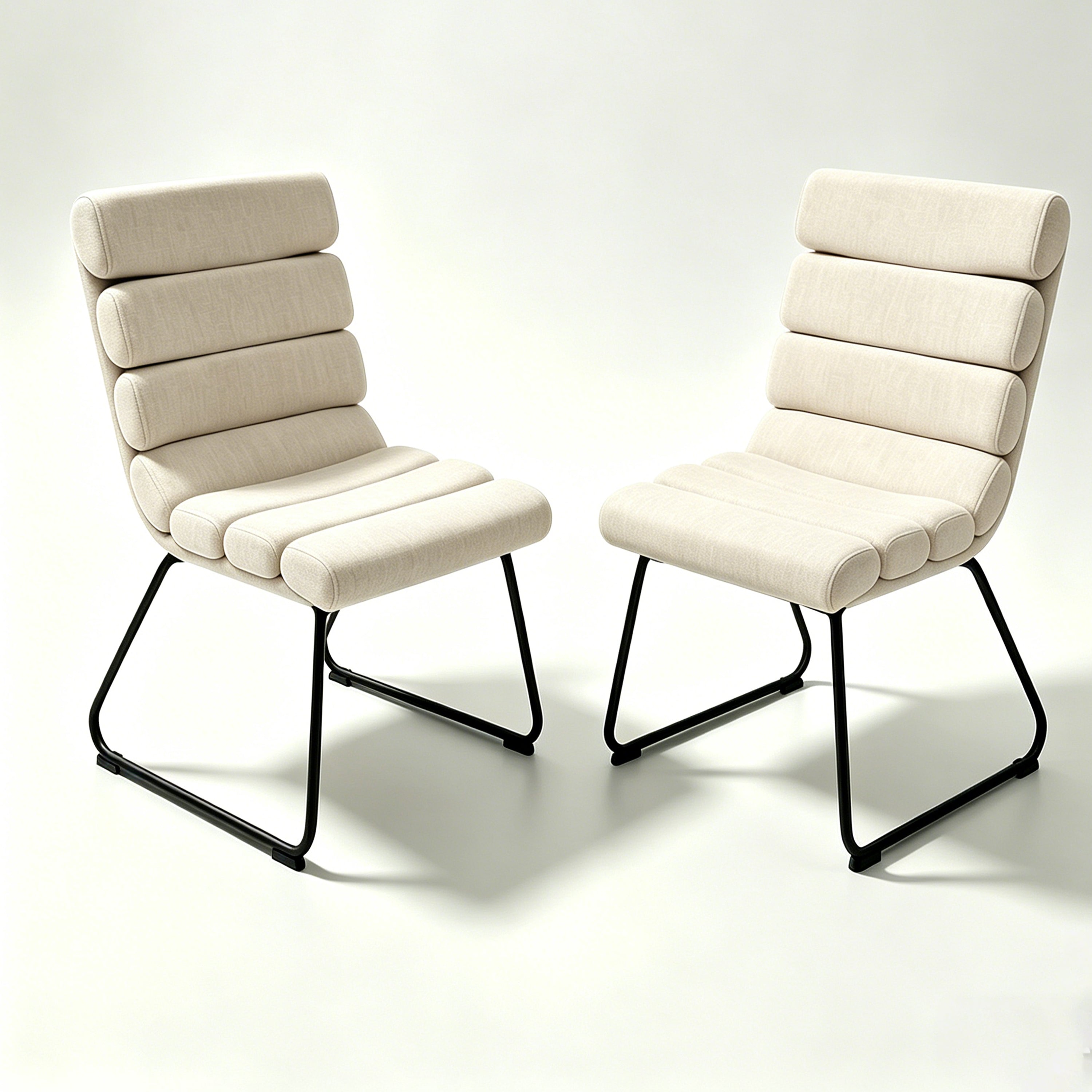 Beige 2-Piece Dining Chair Set with Memory Foam Cushions & Metal Frame